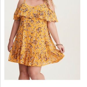 Torrid Yellow Floral Print Chiffon Dress -  1X